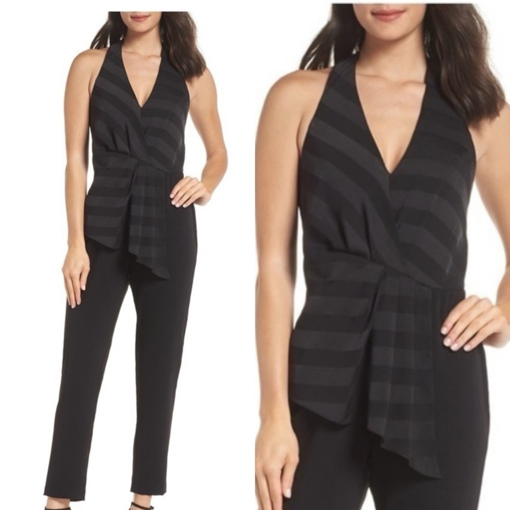 Harlyn Stripe Top V-Neck Halter Neck Jumpsuit NWOT